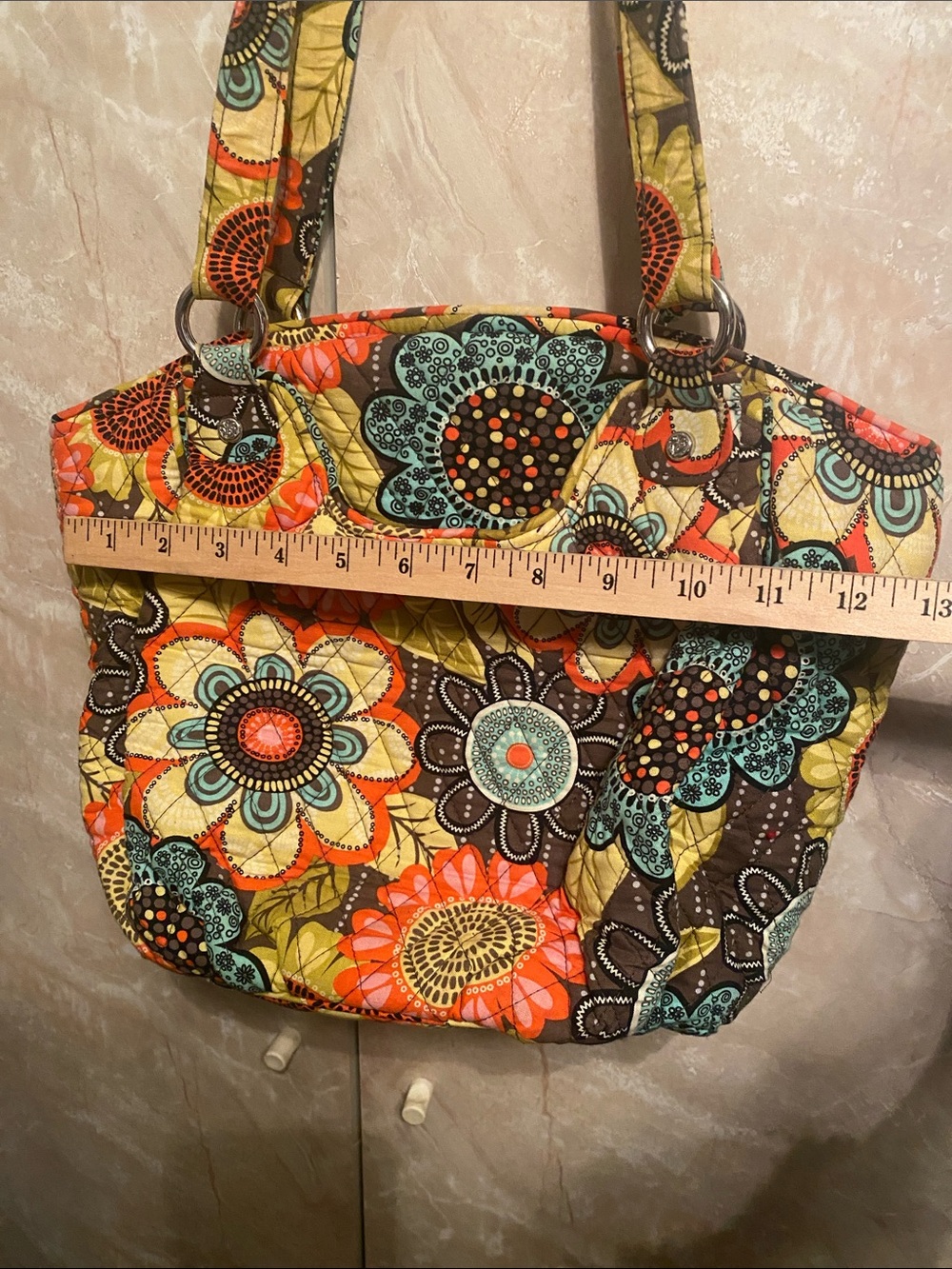 Vera Bradley Multi Floral Quilted Tote with Bright Accents - Picture 4 of 5